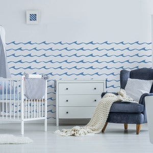 WAVE CREST Wall Stencil, Ocean Inspired Pattern Stencil, Modern & Minimal, Paint Bespoke Wave Nursery Kids Room Wall, Home Decor DIY