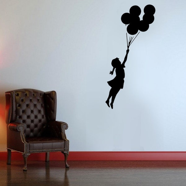 BANKSY STENCIL Flying Balloon Girl, Girl with Balloons, Home Decor Art Craft, Paint Stencil for Walls, Fabrics & Furniture, Reusable