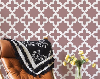 Moroccan Pattern STENCIL, Stars & Crosses, HOME DECOR, Painting Stencil, Wall Stencil, Paint Walls Fabrics and Furniture, Reusable Mylar