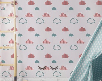 Clouds Nursery Stencil | ZigZag & Striped Clouds Sky Bedroom Wall Painting Stencil | Create Amazing Pattern on Walls, Fabrics, Furniture