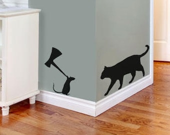 Cat & Mouse with axe Stencil, cat and Mouse decor,  interior and exterior wall stencil, painting stencils, Reusable