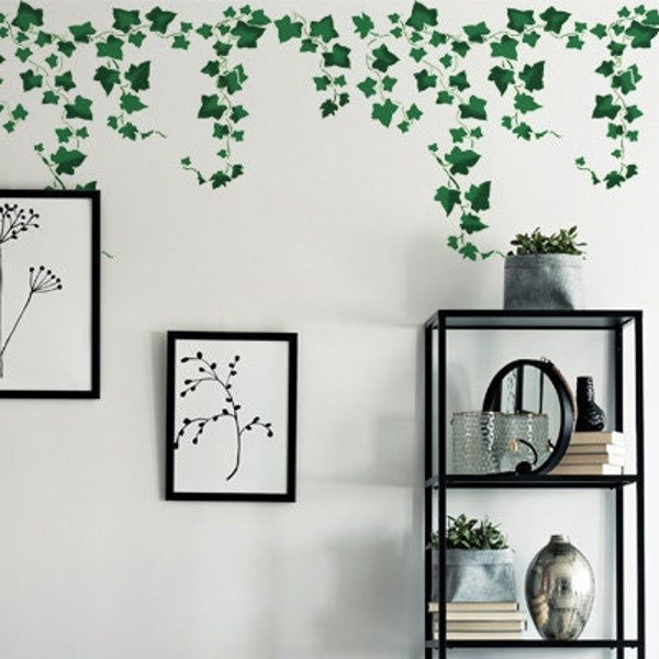 Trailing Ivy Vine Stencil, Pochoir de peinture murale botanique, Créer un motif botanique fluide, Home Decor - Réutilisable