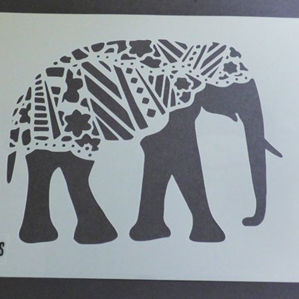 Pochoir éléphant, éléphant motif indien, pochoir décor pour peindre les murs, les tissus, les meubles, Mylar réutilisable, par iDEAL STENCILS