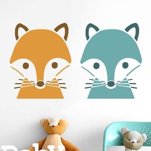 Stencil volpe: decorazione per cameretta dei bambini nel bosco, pittura artigianale