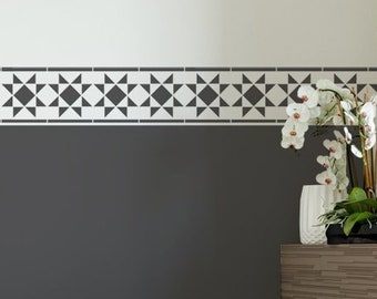 Victorian Tile Border Stencil: 'Chelsea Tile' Wall, Floor & Furniture Painting