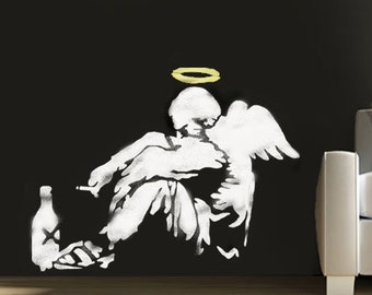 BANKSY FALLEN ANGEL Stencil - Incl Life Size Option - Reusable Graffiti Style Home Decor Wall Art & Craft | Ideal Stencils