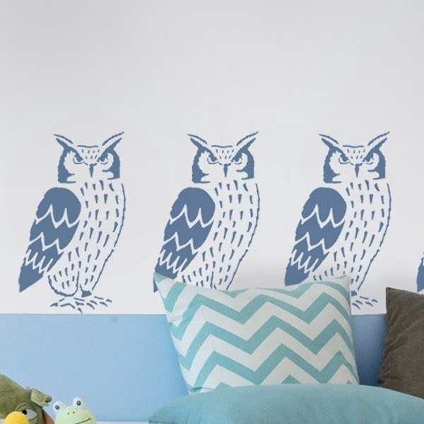Stencil a forma di gufo: Mylar riutilizzabile per pareti, tessuti e mobili.