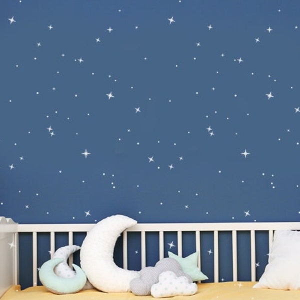 Starlight Star Pattern Nursery Wall Stencil,  Nursery Decor Stencil , Paint starry sky pattern on walls