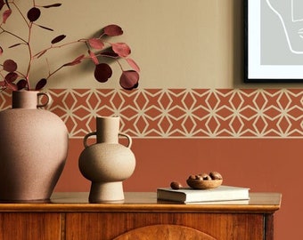 Plantilla de borde marroquí MEDINA, patrón de borde de efecto de azulejo islámico tradicional, decoración de la pared del hogar, plantilla de pintura decorativa D.I.Y.