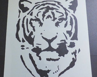 Tiger Face Stencil, home decorating arts crafts - paint walls fabrics and furniture - reusable mylar stencils - Ideal Stencils Ltd