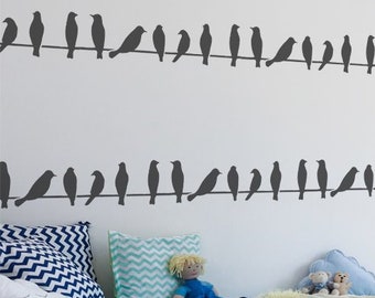 Birds stencil, Birds on wire Nursery Home Decor Stencil, Paint Decorate, Walls, Fabrics, Furniture, Reusable Mylar - iDEAL STENCILS