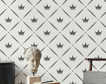 LUXURY Diamond Crown Wall Stencil,  Home Decorating Pattern Stencil ,  Paint Cost Effective Luxury Unique DIY Wallpaper