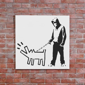 BANKSY STENCIL Hoodie & Keith Haring Dog. Reusable for Painting Walls, Fabric, Furniture. Banksy Home Decor wall art | Ideal Stencils