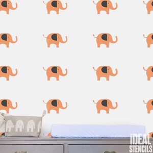 Elephant Nursery Stencil, Paint a Bespoke Wall Pattern of Elephants on a kids bedroom or Nursery Wall, Painting Stencil for Furniture too