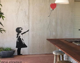 Banksy Balloon Girl STENCIL, HUGE Life size Wall ART Stencil, Banksy replica Painting Stencil, Interior or Exterior Wall Decor