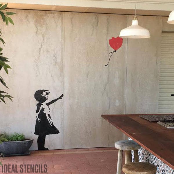 Banksy Balloon Girl STENCIL, HUGE Life size Wall ART Stencil, Banksy replica Painting Stencil, Interior or Exterior Wall Decor