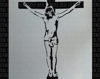 CRUCIFIXION STENCIL, Jesus on Cross Home DECOR Art Craft Stencil, Paint Walls, Fabrics, Furniture, Reusable Washable - by Ideal Stencils