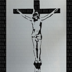 Crucifixion Stencil: Jesus on Cross, Reusable Home Decor