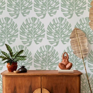 Monstera TROPICAL Leaf Pattern STENCIL - Jungle leaf DECOR Pattern -  Home Decor - Furniture Up cycle - Use Stencils instead of Wallpaper