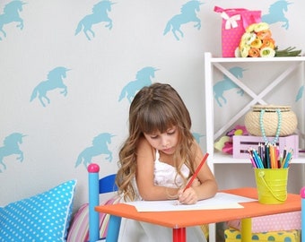 Unicorn Nursery Stencil, Home Wall Decor, Paint bespoke finishes to Bedroom Walls, Fabrics, Furniture, Reusable, Ideal Stencils