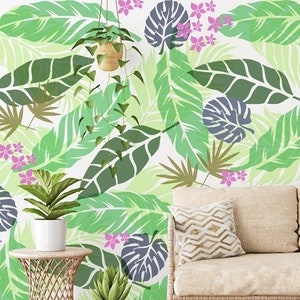 TROPICAL JUNGLE Leaves STENCIL Pack - Tropical Wall Mural Stencils - Use Painting Stencils instead of Wallpaper