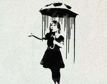 BANKSY Rain Girl STENCIL, Banksy Nola Stencil, Home Wall Decor, Painting, Art Craft, Various Sizes