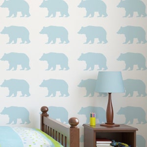 Stencil sagoma di orso: decorazione da parete riutilizzabile per cameretta dei bambini in stile bosco