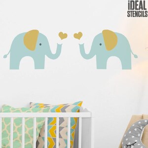 Elephant Nursery Stencil, home decorating and art craft stencil - paint walls fabrics and furniture - Ideal Stencils Ltd
