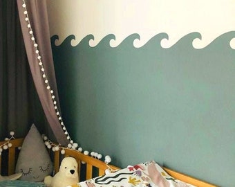 Wave Stencil: Nautical Nursery Border, Wall Decor