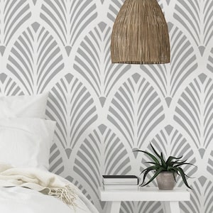 Art-Deco-Fan-Muster-Schablone, Vintage-Wand-Dekor-Malerei-Schablone, kostengünstiges DIY-Dekor, maßgeschneiderte Wandmuster mit Schablonen