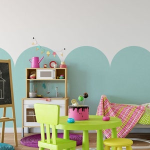 Oversized Scallop Wall Stencil – Half Wall Border for Nursery or Kids Room