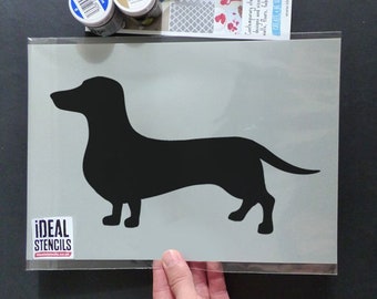 Sausage Dog Dachshund Stencil, Home decor Craft Stencils - paint decorate walls fabrics and furniture - fun simple reusable - Ideal Stencils