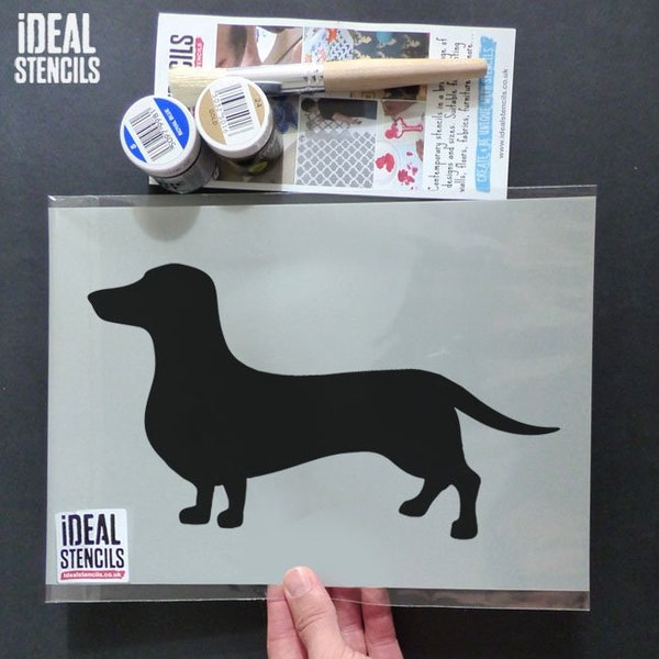 Sausage Dog Dachshund Stencil, Home decor Craft Stencils - paint decorate walls fabrics and furniture - fun simple reusable - Ideal Stencils