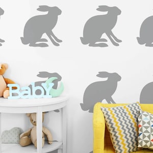 Plantilla de liebre para habitación infantil: decoración de paredes, telas y muebles