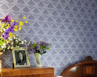 Art Nouveau Floral Wall Stencil: Vintage Allover Pattern