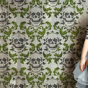 Skull Damask Stencil, Gothic Wall Decor Stencil, Home Decor Stencil, Painting Pattern Stencil, Reusable Mylar,
