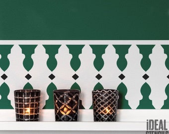 Moroccan border & inlay Pattern Stencil, Wall Border and Furniture Painting Stencil, Create a Moroccan painted border to any craft project