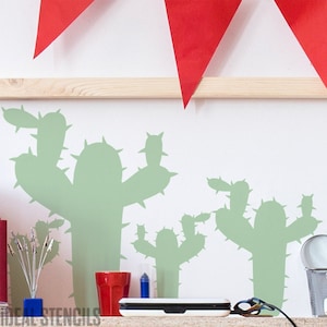 Spiky Cactus Decor Stencil, Matches great with our Llama Stencils, Paint Walls, Furniture, etc - Bespoke Home Decor, Painting Stencils