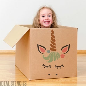 Einhorn Gesichtsschablone: Wiederverwendbare Mylar, Kinderzimmer & Wohnkultur