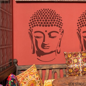 Buddha Head Stencil, Home Wall Decor Art Craft Stencil, Paint Walls, Fabric, Furniture - Reusable, Large Painting Stencils, Ideal Stencils