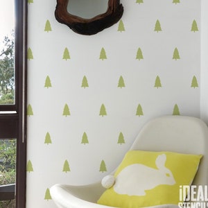 Scandi Tree Woodland Nursery Pattern Stencil, Scandinavian Style Decor For Walls, Fabrics & Furniture, Reusable Mylar - By Ideal Stencils