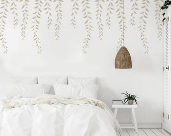 Willow Boughs Wall Stencil,  Paint Weeping Willow Branches & Leaves, Botanical Wall Stencil,  Bedroom, Nursery - Reusable DIY Home Decor