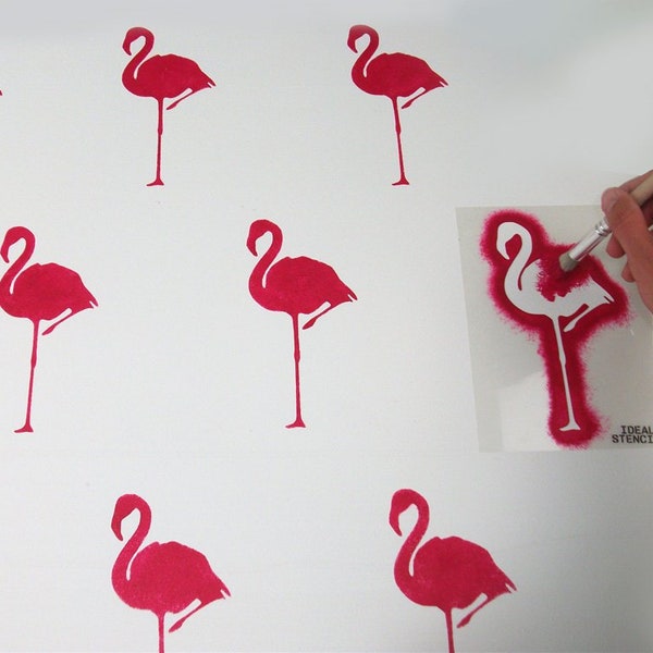 Flamingo Stencil, Tropical Home Decor Craft Stencil, Painting Stencils for Walls, Fabrics, Furniture, Reusable Mylar - By iDEAL STENCILS