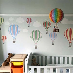 Hot Air Balloon STENCIL, Sky Theme, Nursery, Kids Bedroom WALL DECOR, Craft use also for Fabrics and Furniture, Reusable, Size Options image 1