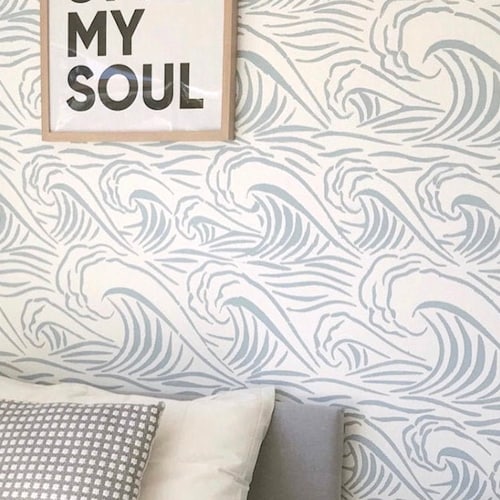 Wave Ocean Sea Pattern STENCIL Coastal Wall Painting Stencil Etsy