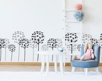 Löwenzahn Seed Blumen Schablone: Wiederverwendbare Kinderzimmer Wand Dekoration