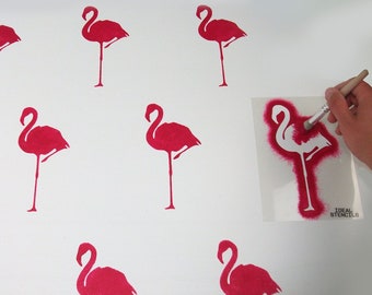 Flamingo Stencil, Tropical Home Decor Craft Stencil, Painting Stencils for Walls, Fabrics, Furniture, Reusable Mylar - By iDEAL STENCILS