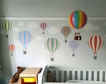 Hot Air Balloon STENCIL, Sky Theme, Nursery, Kids Bedroom WALL DECOR,  Craft use also for Fabrics and Furniture, Reusable, Size Options