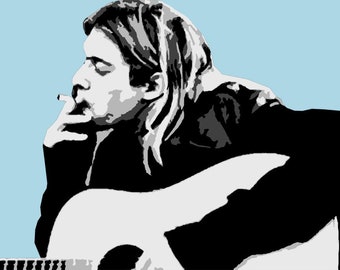 Kurt Cobain Multi Layer Stencil | Wall Art Portrait | Home Decor Painting Stencil | Paint Walls Floor Fabrics, Furniture | Ideal Stencils