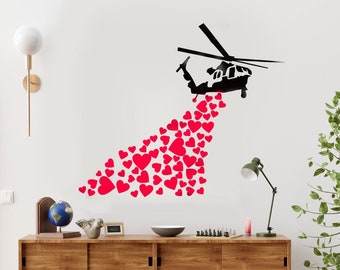 Banksy Love Heart Helicopter Stencil: Reusable Graffiti Wall Art